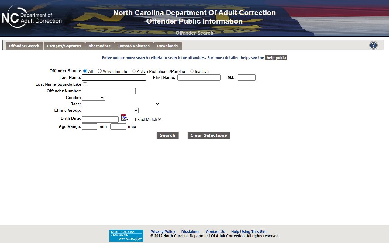 Martin County inmate population NCDAC offender public information search form